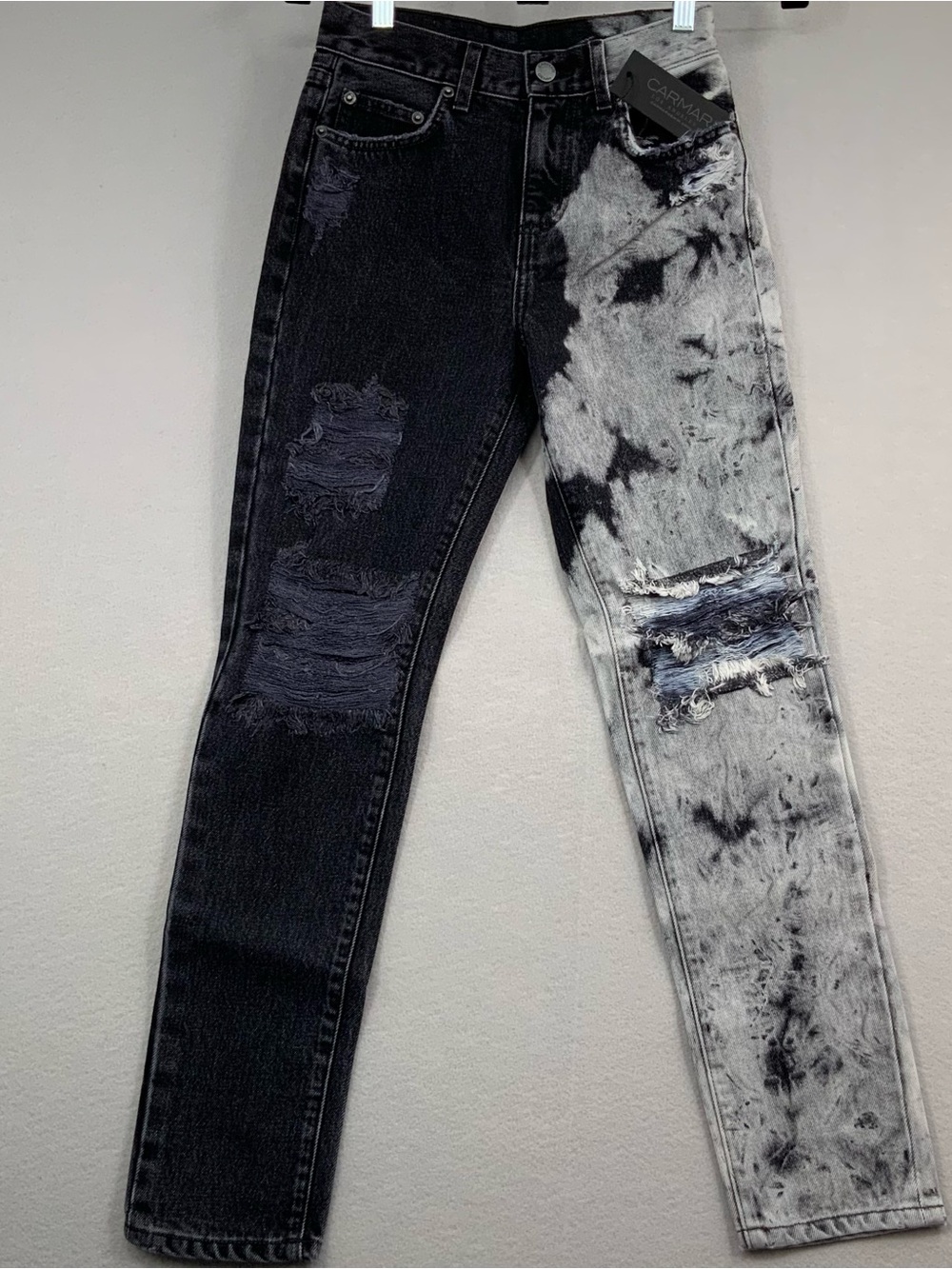 Carmar Two-Tone Black & Gray Tie-Dye Skinny Jeans NWT 24